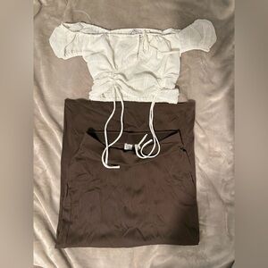 GAP Women's Elegant Brown Pencil Skirt with white top